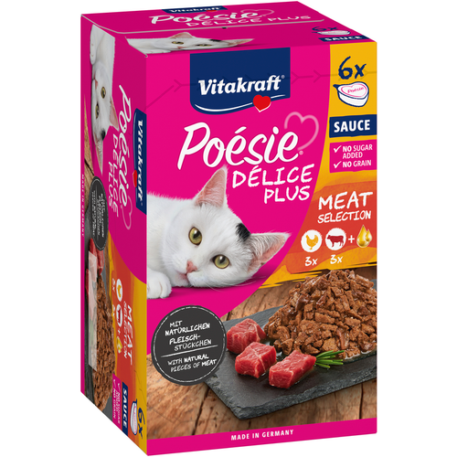 Vitakraft Cat Poesie Delice Plus 3 Pollo - 3 Manzo 6 Vaschette Da 85 Grammi