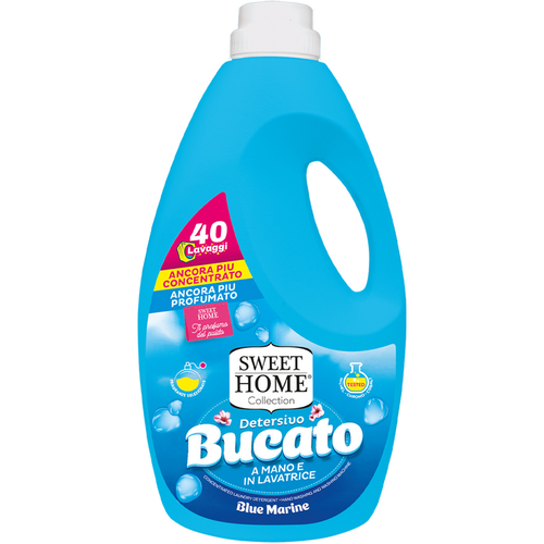 Sweet Home Detersivo Concentrato Bucato A Mano E Lavatrice Blue Marine 40 Lavaggi 2 Litri