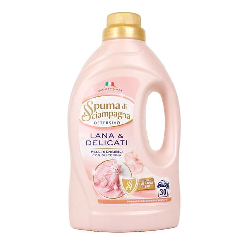 Spuma Di Sciampagna Detersivo Liquido Bucato Lavatrice Lana & Delicati 30 Lavaggi 1350 Ml