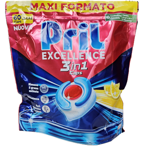 Pril Detersivo Lavastoviglie Excellance 3 In 1 Limone 60 Caps