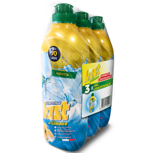 Last Gel Lavastoviglie Limone 3 Pezzi Da 50 Lavaggi 650 Ml