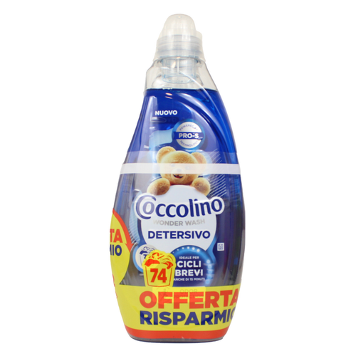 Coccolino Wonder Wash Odor Protection Detersivo Bucato Lavatrice 2 Pezzi Da 37 Lavaggi Da 1480 Ml