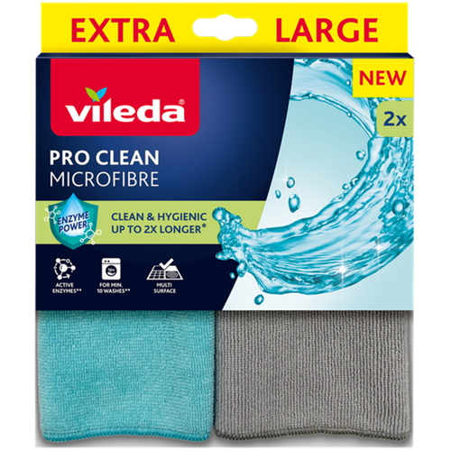 Vileda Pro Clean Microfibre Panno Extra Large 2 Pezzi