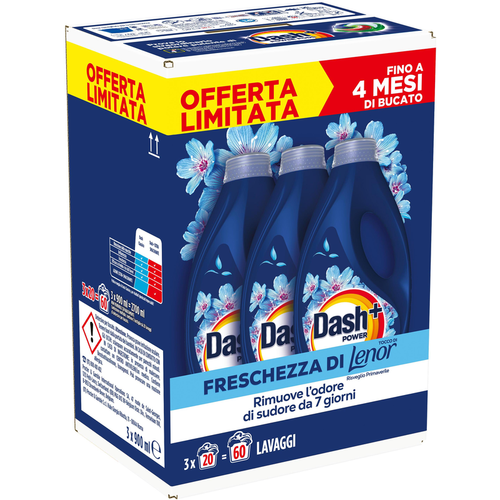 Dash Detersivo Liquido Bucato Lavatrice Risvelio Primaverile 3 Pezzi Da 20 Lavaggi