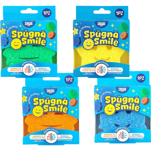 Irge Casa Spugna Smile Scrub Doppio Utilizzo 1 Pezzo Colori E Forme Assortite