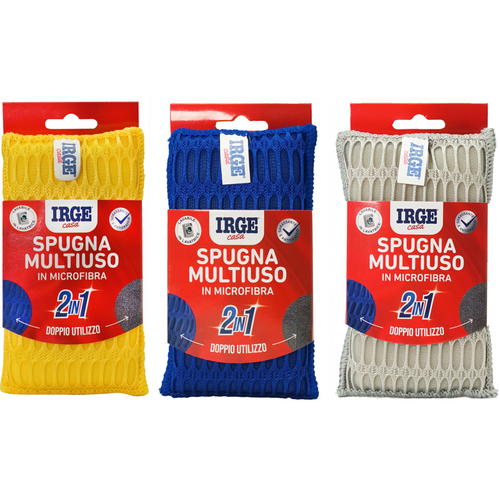 Irge Casa Spugna Multiuso Microfibra 2in1 1 Pezzo 15x9 Colori Assortiti