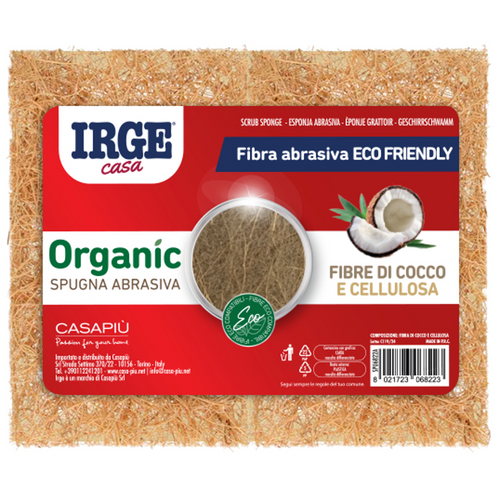 Irge Casa Spugna Abrasiva Fibre Di Cocco + Cellulosa 2 Pezzi