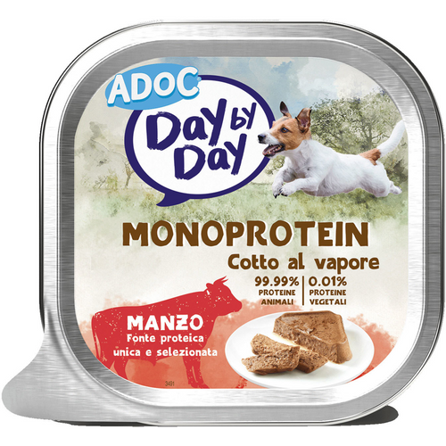 Adoc Dog Day By Day Manzo Monoprotein Cotto Al Vapore Vaschetta 100 Grammi