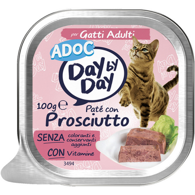Adoc Cats Day By Day Pate' Con Prosciutto Vaschetta 100 Grammi (Gatti Adulti)