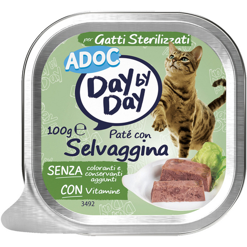 Adoc Cats Day By Day Pate' Con Selvaggina Vaschetta 100 Grammi (Gatti Sterilizzati)
