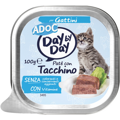 Adoc Cats Day By Day Pate' Con Tacchino Vaschetta 100 Grammi (Per Gattini)