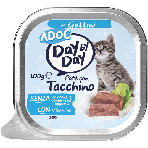 Adoc Cats Day By Day Pate' Con Tacchino Vaschetta 100 Grammi (Per Gattini)