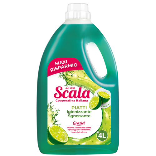 Scala Piatti Detersivo Liquido Igienizzante Sgrassante Limone 4 Lt