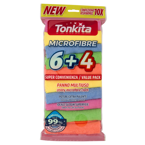 Tonkita Panno Microfibre Multiuso 6+4 Panni Colorati