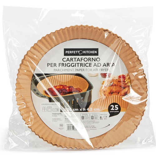 Perfetto Cartaforno Per Friggitrice Ad Aria Dm 20x4,5 H Biodegradabile Compostabile 25 Pezzi In Bust