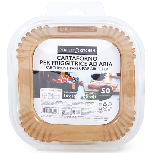 Perfetto Cartaforno Per Friggitrice Ad Aria Cm 16 X 16 X 4,5 H Biodegradabile Compostabile 50 Pezzi