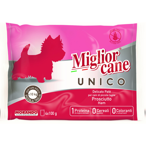 Miglior Cane Unico Pate' Prosciutto 4 Buste Da 100 Grammi Per Cani Adulti Di Piccola Taglia <10 Kg