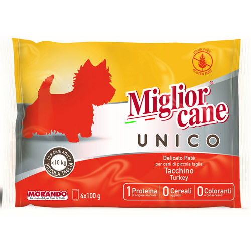Miglior Cane Unico Pate' Tacchino 4 Buste Da 100 Grammi Per Cani Adulti Di Piccola Taglia <10 Kg