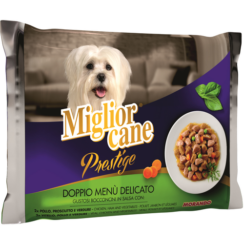 Miglior Cane Prestige Gustoso 4 Buste Da 100 Grammi  2 Buste Pollo, Selvaggina E Verdure - 2 Buste P