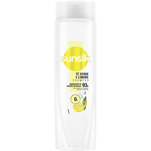 Sunsilk Shampoo Te' Verde E Limone - 0% Siliconi, Coloranti E Oli Minerali - 93% Ingredienti Origine…