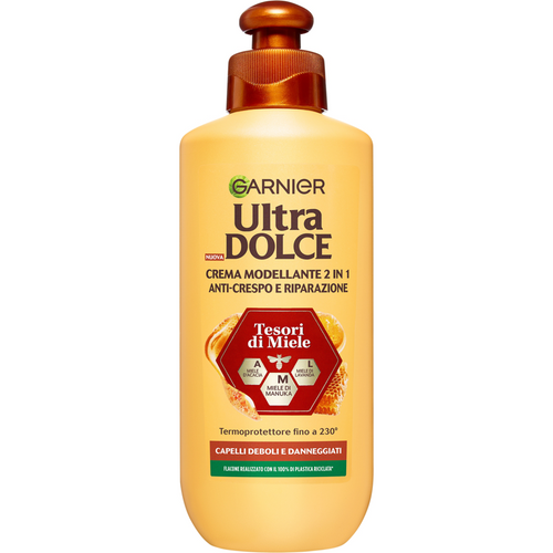 Garnier Ultra Dolce Tesori Di Miele Crema Modellante 2 In 1 Termoprotettore Capelli Deboli E Dannegg…