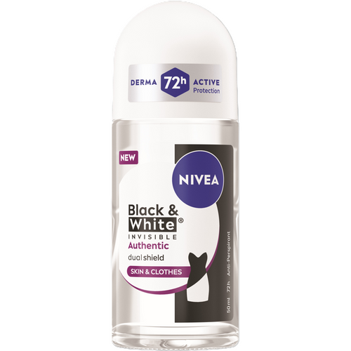 Nivea Deodorante Bleck & White Invisible Authentic 72h Female Roll-on 50 Ml