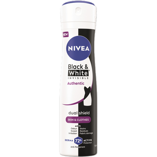 Nivea Deodorante Black & White Invisible Authentic 72h Female Spray 150 Ml
