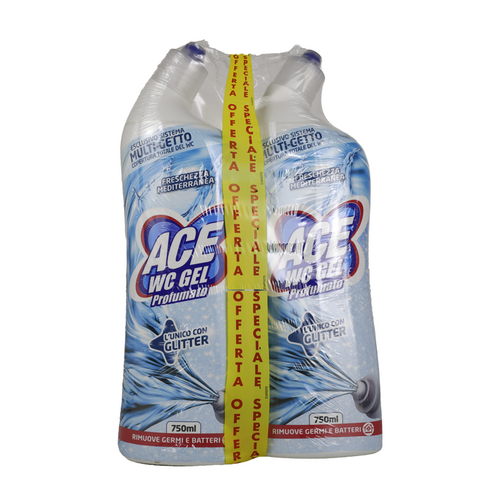 Ace Wc Profumato Freschezza Mediterranea Glitterato Con Sistema Multigetto Pacco Doppio 2 Pezzi Da 7