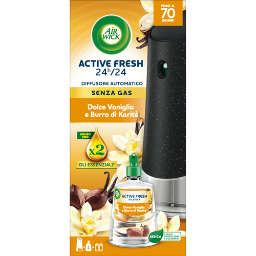 Airwick Active Fresh 24h/24 Diffusore Elettrico Automatico Senza Gas Completo Dolce Vaniglia E Burro