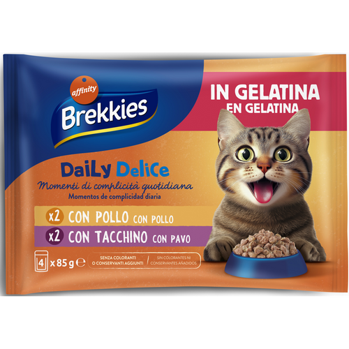 Brekkies Cat Daily Delice Jelly 4 Buste Da 85 Grammi 2 Pollo - 2 Tacchino