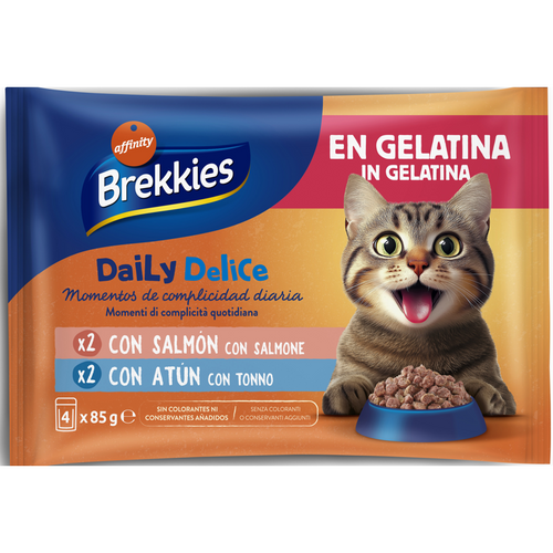 Brekkies Cat Daily Delice Jelly 4 Buste Da 85 Grammi  2 Salmone - 2 Tonno