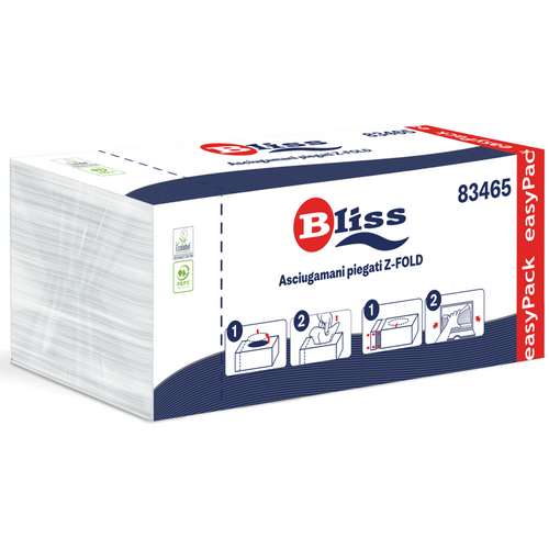 Bliss Asciugamani Piegati Z - Fold 2 Veli 144 Pezzi
